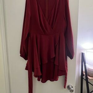Elegant Burgundy Wrap Dress